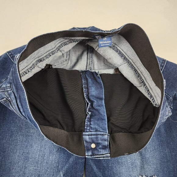 Democracy Jeans Women 14 Blue AB Solution Vintage Stretch Distressed Denim 32x30 - Picture 5 of 11